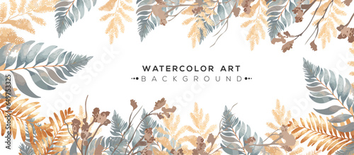 Watercolor abstract art background autumn collection Watercolor background with maple and seasonal leaves garden drawing. Nature classy vector seamless pattern Transparent background.
