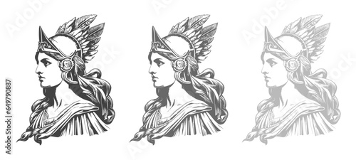 Greek Goddess Athena Vector Illustration. Roman Goddess Minerva vector illustration. Pallas, Athene, roman deity. greek deity. Olympian deities