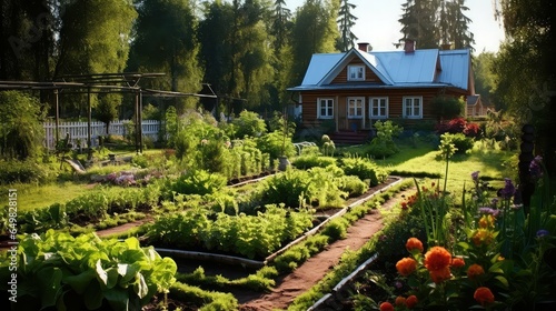 nature russian dacha gardens illustration outdoor grass, green landscape, background gardening nature russian dacha gardens