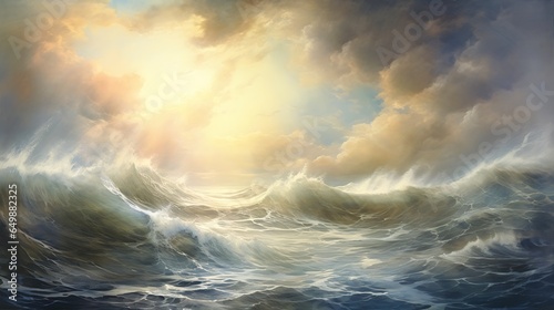 large wave ocean bright light coming clouds wonder devotion whirlpool sorrow white searchlight exalted