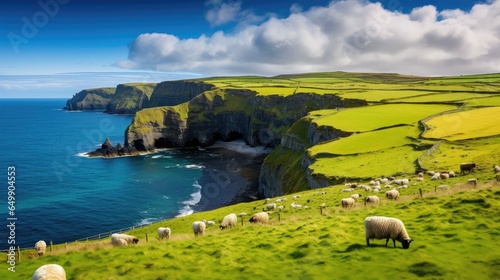 coastline irish coastal countryside illustration ocean coast, ireland nature, beautiful seascape coastline irish coastal countryside