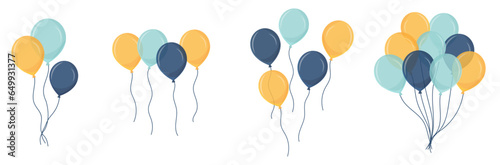 Ballons - Éléments vectoriels colorés éditables pour la fête et les célébrations diverses. Différentes compositions festives pour une fête d'enfant, un anniversaire ou un événement particulier