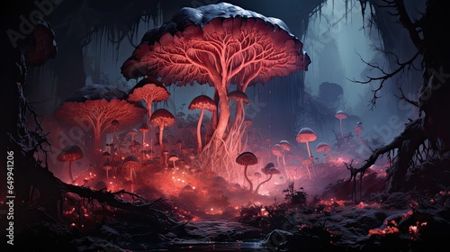 pokazany świat grzybów przez pryzmat lasu