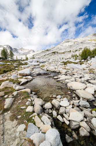 Sky and creek in upper enchantments in Enchantment Lakes Wilderness in Washington