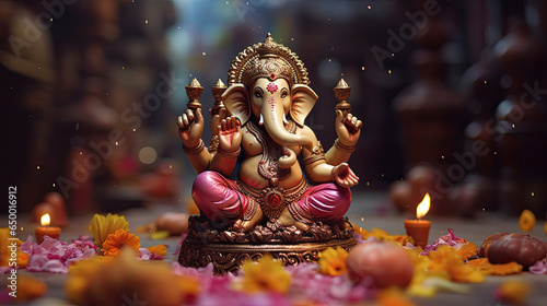 Happy Ganesh Chaturthi, India. Generative Ai