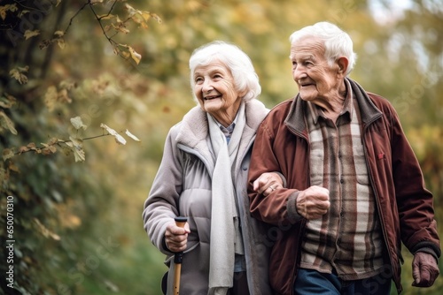 shot of two seniors walking together outdoors