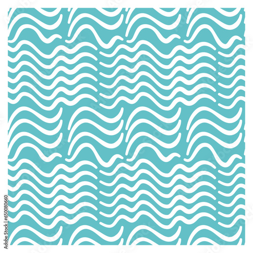 Seamless pattern with white waveson a turquoise background. Design for backdrops with sea, rivers or water texture. Repeating texture.