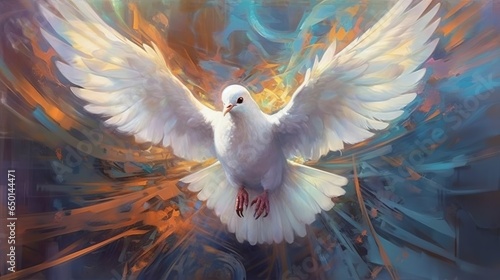 abstract art, dove. Holy Spirit concept, Pentecost Sunday, Generative ai