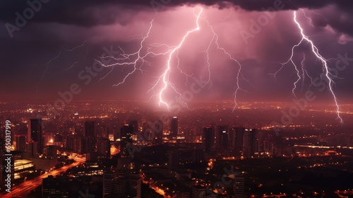 Lightning storm over a city
