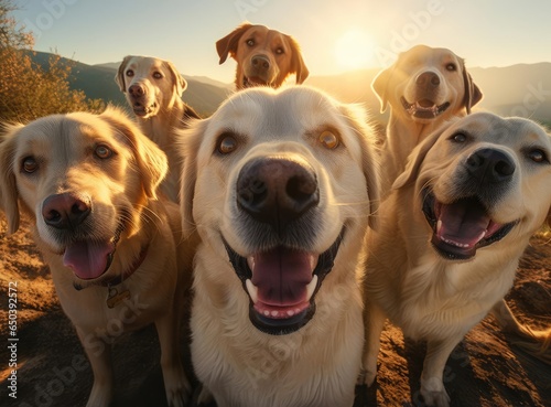 A group of Labradors