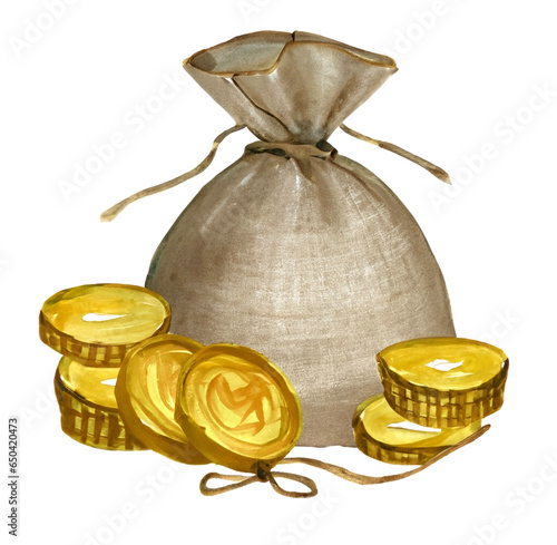 Worek sakiewka z pieniędzmi ilustracja