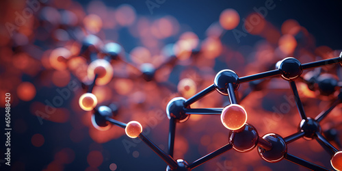 3d Model orange and black Molecules With A Molecule Background Captivating Molecule Background with 3D Orange and Black Model AI Generative 