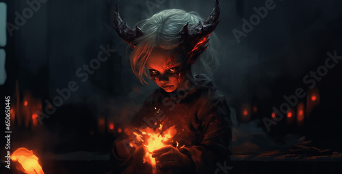 red devil child, demon child halloween hd wallpaper