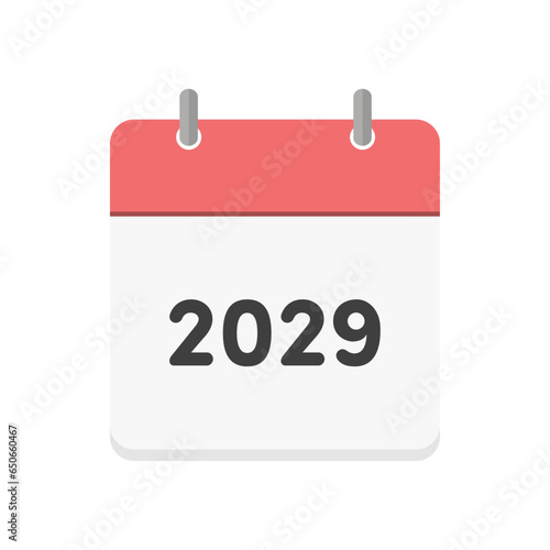 2029年のカレンダーの表紙のアイコン - リングのついた暦やプランナーのイメージ素材 