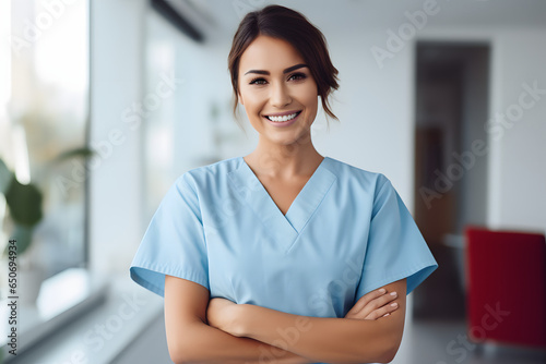 Junge professionelle lächelnde Krankenschwester Ärztin Profilbild