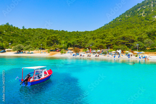 Exotic Mourtias beach on Samos island, Greece.