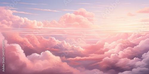 A pink sky with clouds, illustration, painting