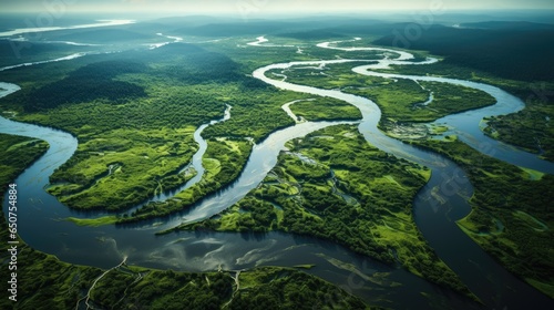 Aerial view of amazon river