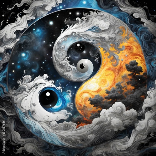beautiful yin yang with attractive light and details 