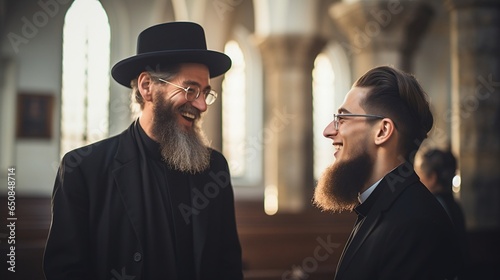 orthodox jew talking with another catholic person