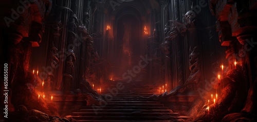 illustration of sinful curse hell gate with smoke and flame Generative Ai 
