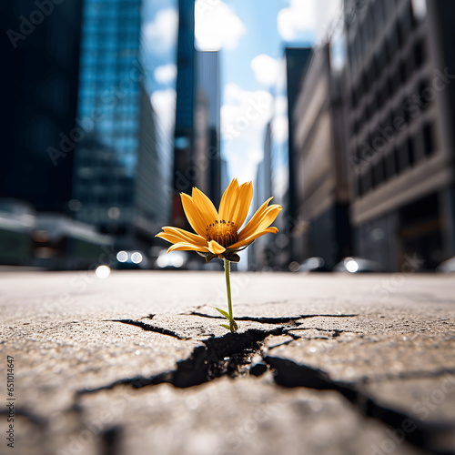 Flower Growing Through Crack in Ground