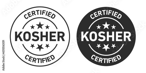 Kosher certified Icons set in black filled and outlined.