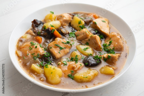 Turkey stew with potatoes and prunes.