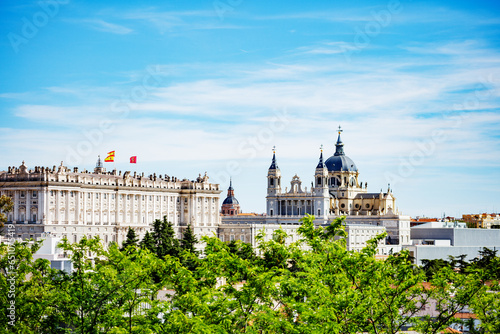 Panorama of Royal Palace in Madrid and Catedral de la Almudena