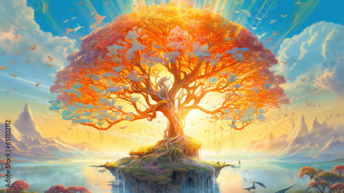 tree of life in the sun spiritual gaia shamanism - by generative ai