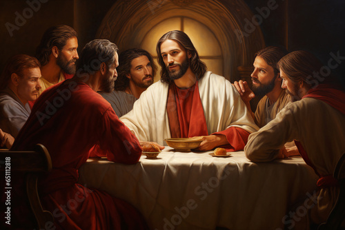 Generative AI picture of Jesus teaching disciples on his last supper