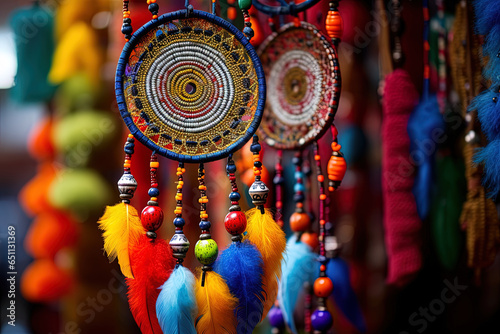 Indian dream catcher the fusion of culture and the beauty of contrasting colors