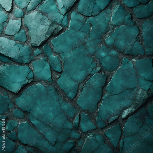 Green blue stone background. Cracked granite surface. Beautiful toned rock texture. Dark teal background with copy space for design.