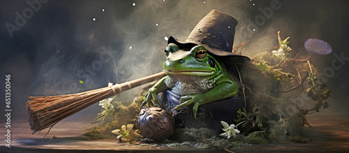 witches frog and potions.AI generated.