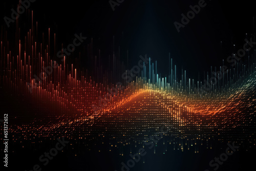 Abstract colorful data visualization background with electronic waves