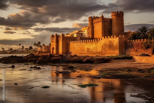 Medieval castle in Rabat, Morocco's historic Kasbah of the Udayas within the bustling Medina. Generative AI