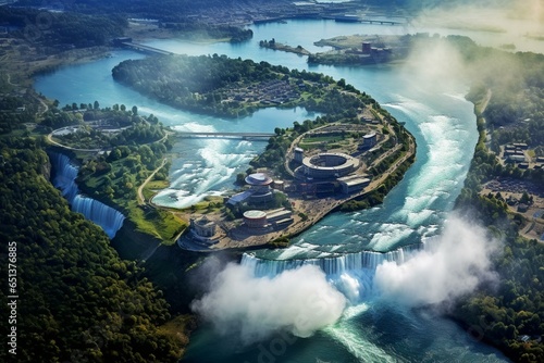 Niagara Falls view from Skylon tower. Generative AI