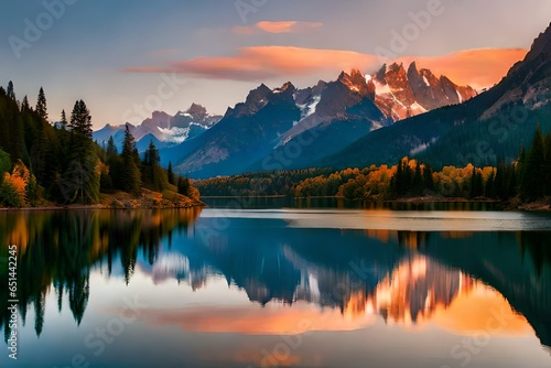 natures beauty reflected in tranquil mountain waters