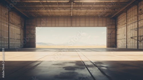 View from an empty airplane hangar