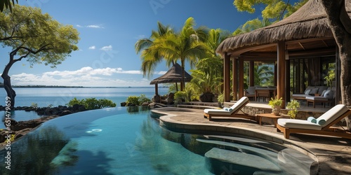 Luxury tropical vacation. Spa swimming pool