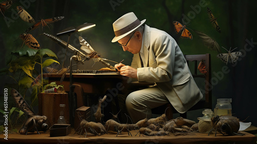 Illustration of entomologist working. Generative AI.