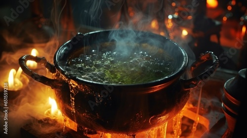 Cauldron bubbling with a mysterious potion