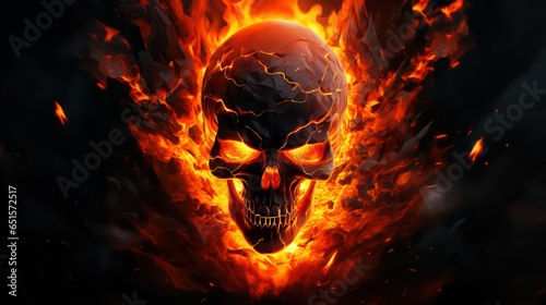 burning skull in the fire