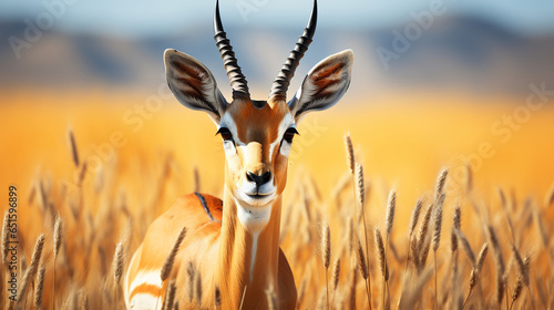 Grace Amidst the Grass. The Majestic Springbok in Its Habitat. Generative AI