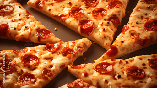A slice of fried, hot Italian pizza with sticky cheese.