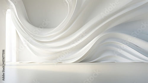 In a 3D realm, an abstract white canvas materializes. Minimalist yet captivating, light and shadow converse, giving birth to a visual reverie. This modern wallpaper embodies the be
