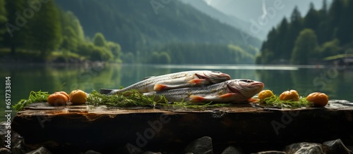 Preparing trout on soapstone outdoors in Valsesia