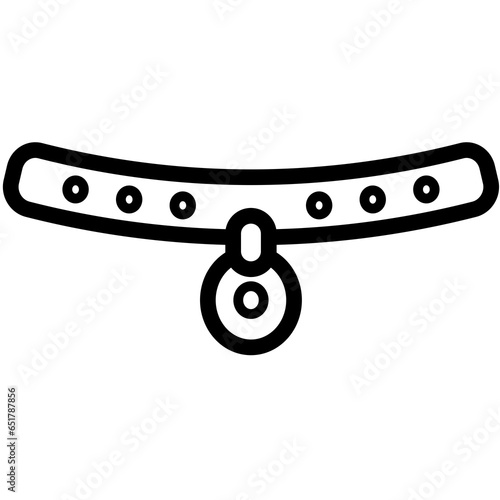 Digital png illustration of black dog collar on transparent background