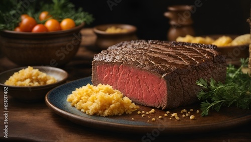 Experience the rich and buttery texture of beef, captured in intricate details and a warm, inviting background.
