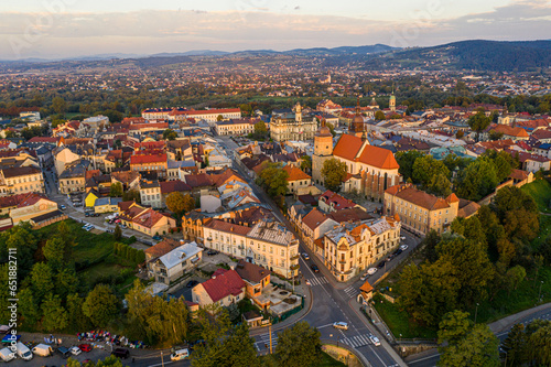 Rynek, Nowy Sącz, wschód słońca, Małopolska, Sądeckie, Poland